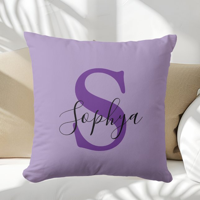 Personalised Simple Purple Monogram Cushion (Creator Uploaded)