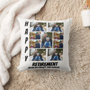 Personalised Simple Retirement  9 Photo Collage Cushion