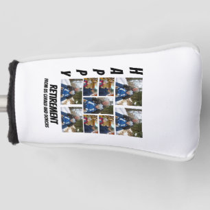 Personalised Simple Retirement  9 Photo Collage  Golf Head Cover