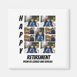 Personalised Simple Retirement 9 Photo Collage Ma Magnet