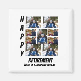Personalised Simple Retirement  9 Photo Collage Ma Magnet