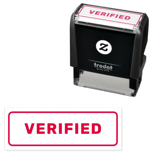 Personalised Simple Stylish Red Ink VERIFIED Self-inking Stamp (In Situ)