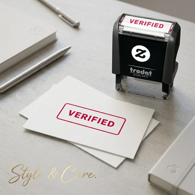 Personalised Simple Stylish Red Ink VERIFIED Self-inking Stamp (Personalized Simple Stylish Red Ink VERIFIED Self-inking Stamp)