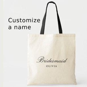 Personalised Simple Stylish Script Bridesmaid Name Tote Bag