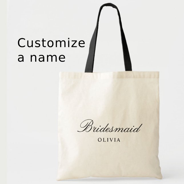 Personalised Simple Stylish Script Bridesmaid Name Tote Bag (Creator Uploaded)