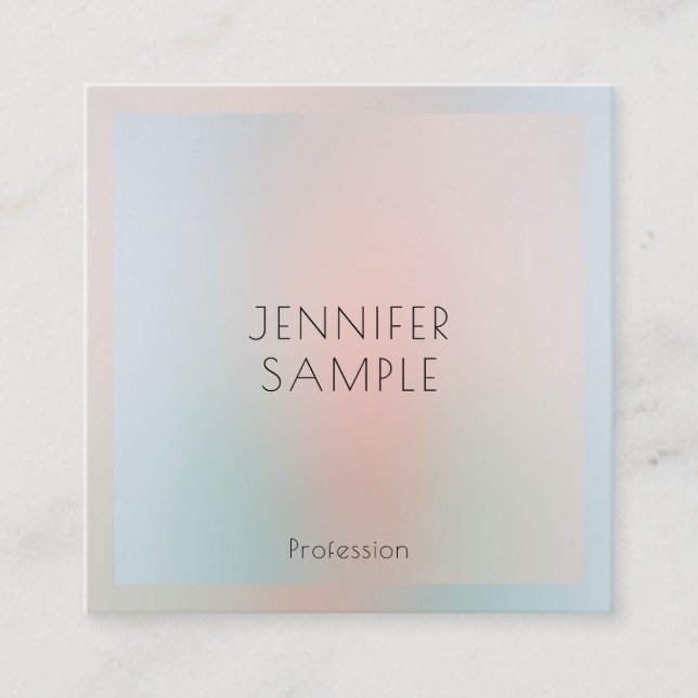 Personalised Simple Template Elegant Pastel Colour Square Business Card (Front)