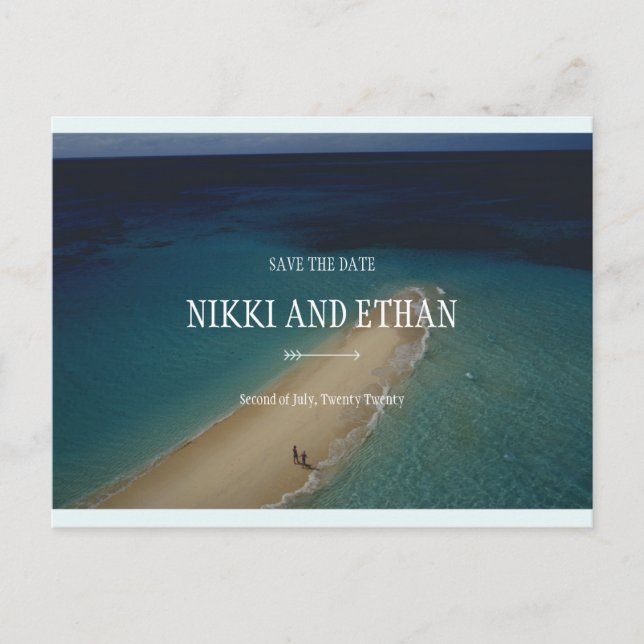 Personalised - Simple Upolu Cay Wedding Postcard (Front)