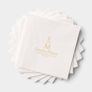 Personalised Simple Wedding Monograms Foil Napkins