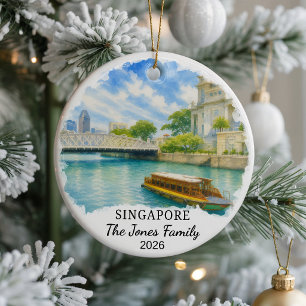 Personalised Singapore Ceramic Ornament, Custom As Tree Decoration