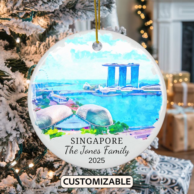 Personalised Singapore City Ornament, Singapore Ceramic Tree Decoration (Creator Uploaded)