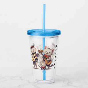 Personalised Singing Cats Acrylic Tumbler