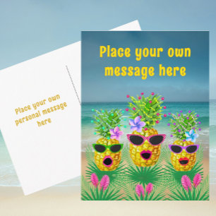 Personalised Singing Lady Pineapples Holiday Postcard