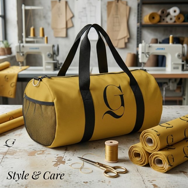 Personalised Single Custom Monogram Metallic Gold Duffle Bag (Personalized Single Custom Monogram Metallic Gold Duffle Bag)