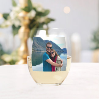 Personalised Single Photo Custom Stemless Wine Glass
