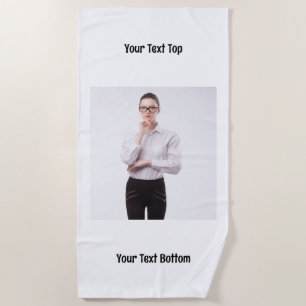 Personalised Single Photo Two Lines Text Custom Beach Towel