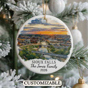 Personalised Sioux Falls, Custom South Dakota Ceramic Tree Decoration