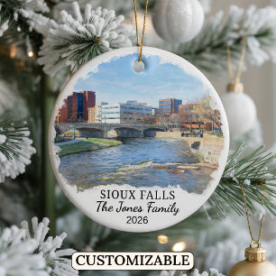 Personalised Sioux Falls, Custom South Dakota Ceramic Tree Decoration