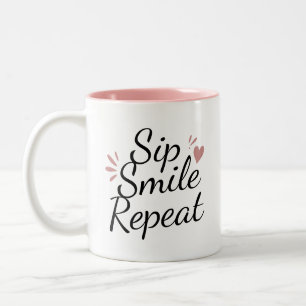 Personalised "Sip. Smile. Repeat." Custom Text Mug