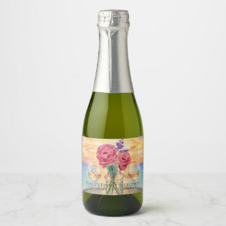 Personalised Sip & Sunset Mini Sparkling Wine Label