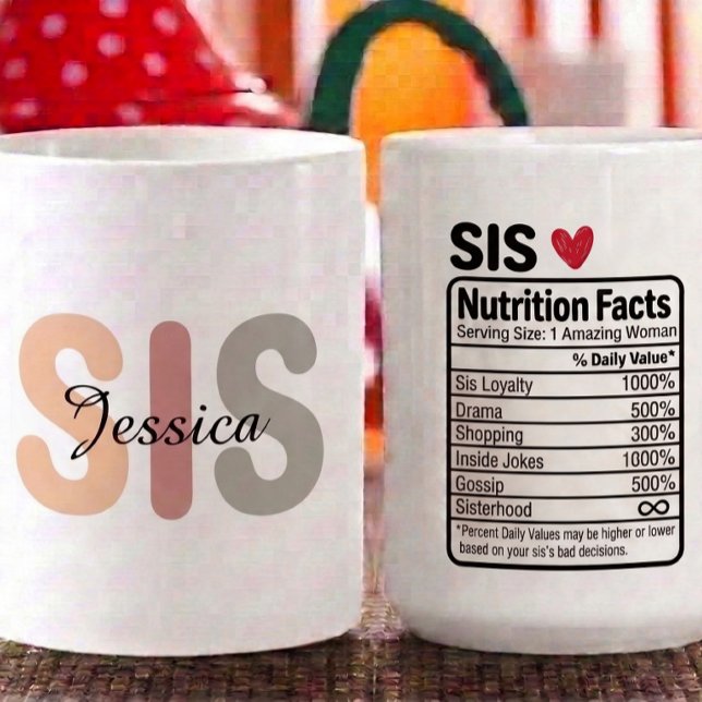Personalised Sis Nutrition Facts Name & traits     Coffee Mug (Creator Uploaded)
