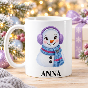 Personalised Sister Christmas Mug Cute Snowgirl
