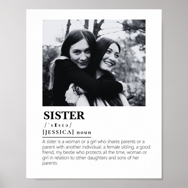 Personalised Sister Definition Message Photo Gift  Poster (Front)