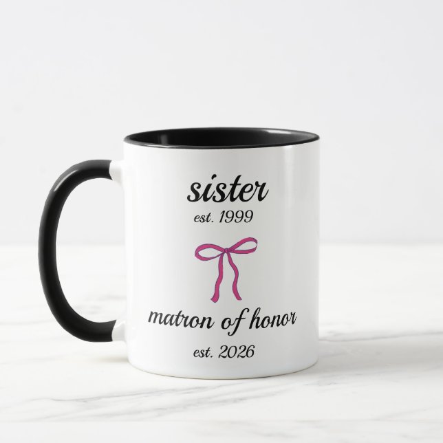 Personalised Sister Matron of Honour Wedding Gift Mug (Left)