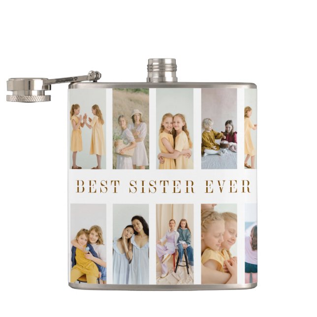Personalised Sisters Flask | Custom Photos (Opened)