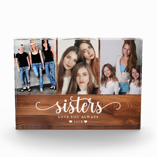 Personalised Sisters Photo Collage Block (Front)