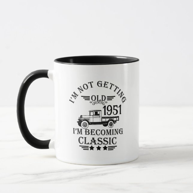 Personalised sixty five vintage 65th birthday  mug (Left)