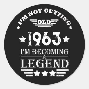 Personalised sixty vintage 60th birthday gifts classic round sticker