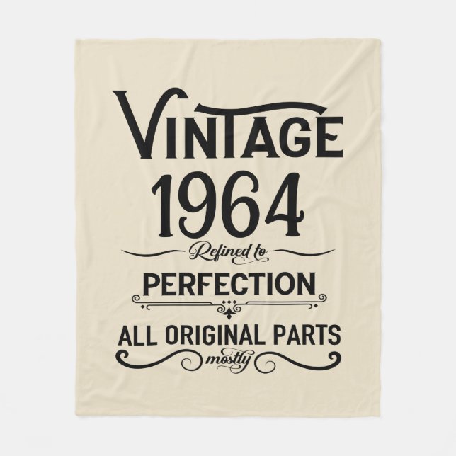 Personalised sixty vintage 60th birthday gifts fleece blanket (Front)