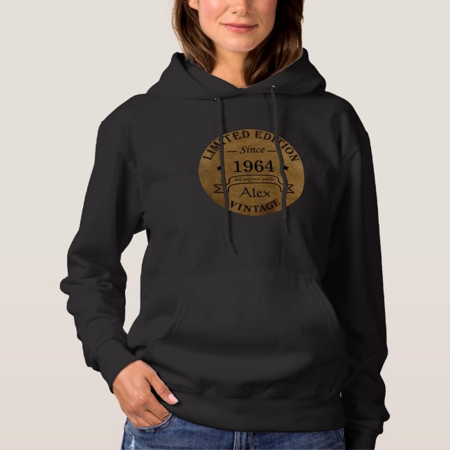 Personalised sixty vintage 60th birthday gifts hoodie (Front)