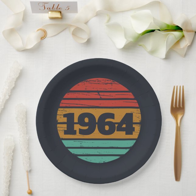 Personalised sixty vintage 60th birthday gifts paper plate (Wedding)