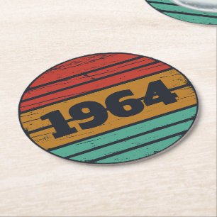 Personalised sixty vintage 60th birthday gifts round paper coaster