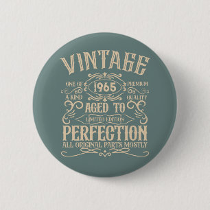 Personalised sixty vintage 60th birthday party 6 cm round badge