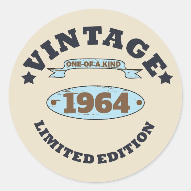 Personalised sixty vintage 60th birthday party  classic round sticker (Front)