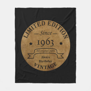 Personalised sixty vintage 60th birthday party fleece blanket