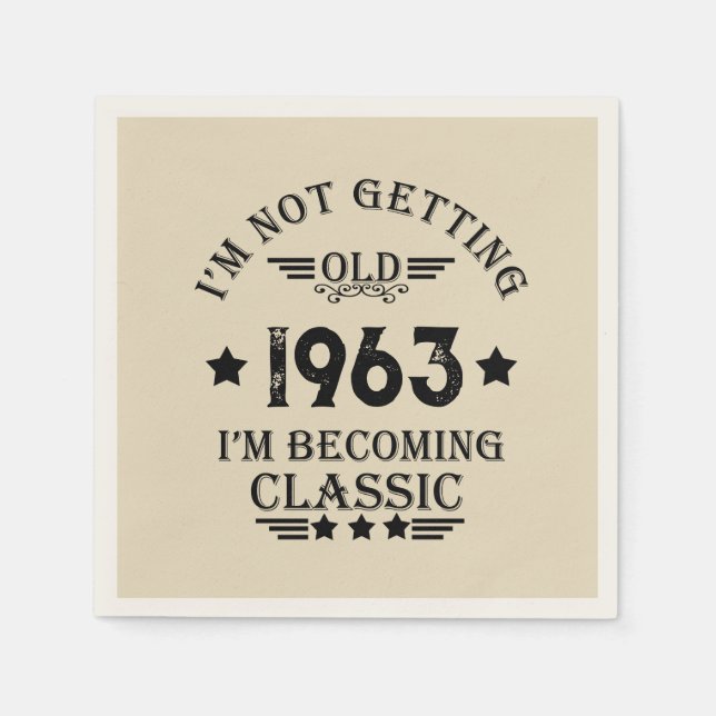 Personalised sixty vintage 60th birthday party napkin (Front)