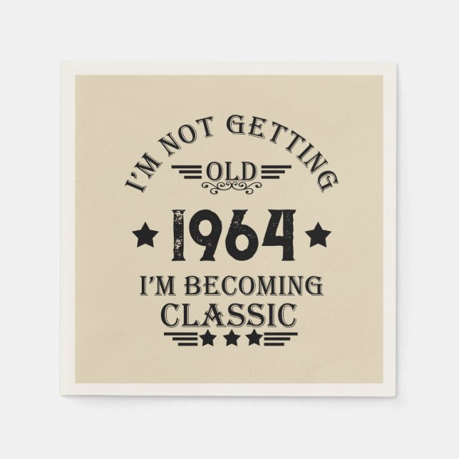 Personalised sixty vintage 60th birthday party napkin (Front)