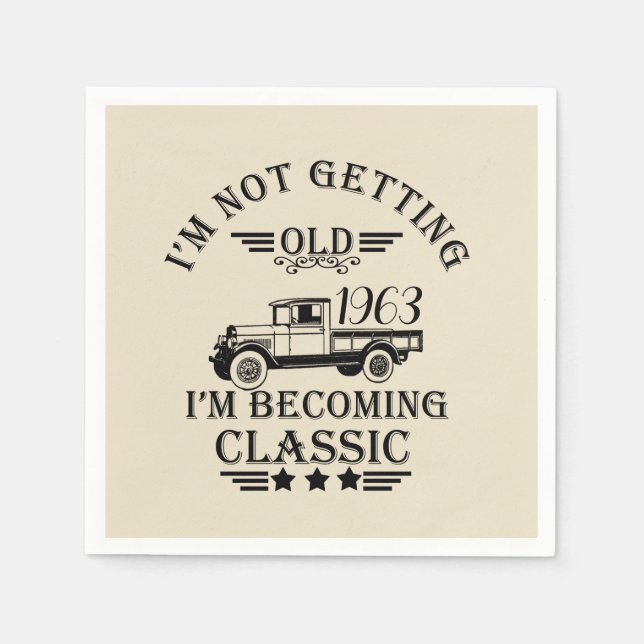 Personalised sixty vintage 60th birthday party napkin (Front)