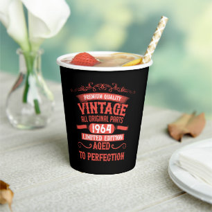Personalised sixty vintage 60th birthday party paper cups