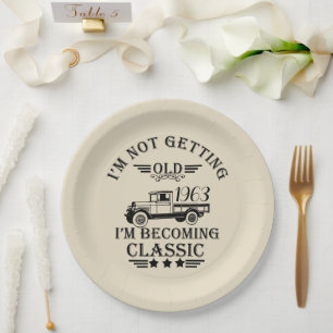 Personalised sixty vintage 60th birthday party paper plate