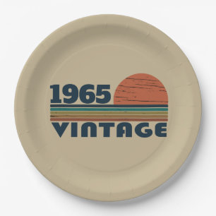 Personalised sixty vintage 60th birthday party paper plate