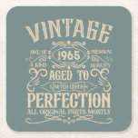 Personalised sixty vintage 60th birthday party square paper coaster<br><div class="desc">Make your birthday special with this unique design. Add a touch of sophisticated elegance to your birthday celebration with our exquisite, one-of-a-kind designs. These graphics bring sophistication and originality to any product, creating a memorable and stylish gift. They are perfect for those who appreciate a touch of timeless glamour on...</div>