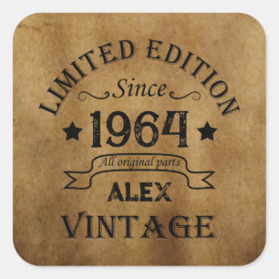 Personalised sixty vintage 60th birthday party square sticker