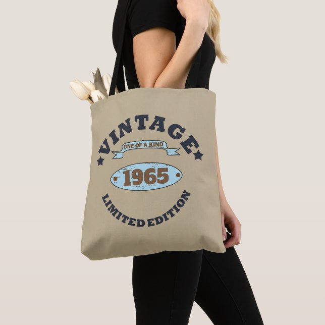 Personalised sixty vintage 60th birthday party  tote bag (Close Up)
