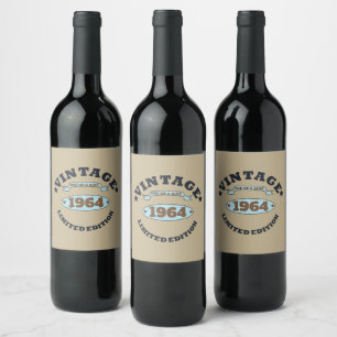 Personalised sixty vintage 60th birthday party  wine label