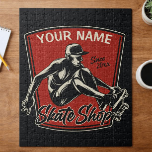 Personalised Skate Shop Grab Trick Skateboarding  Jigsaw Puzzle