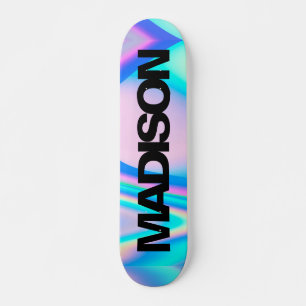 Personalised Skateboard Name Black Holographic